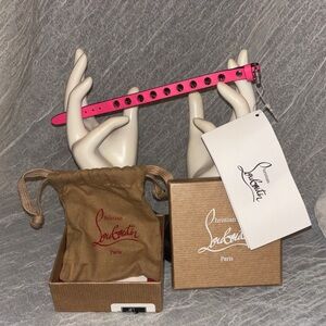 Authentic Christian Louboutin Loubilink Pink Calfskin Spike Bracelet NIB